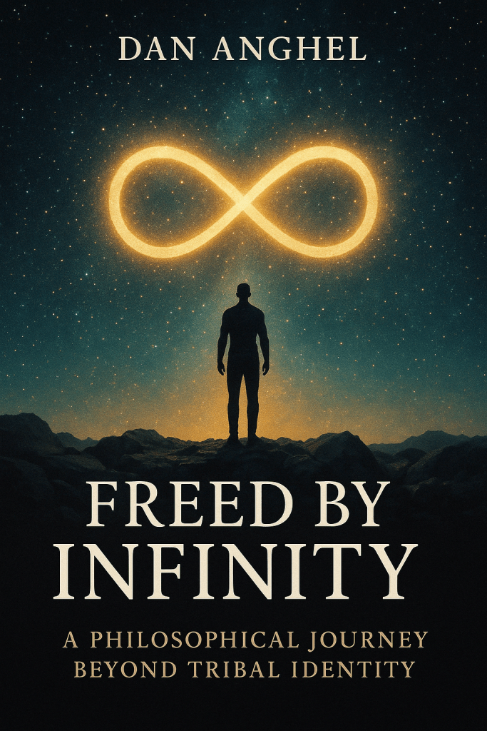 Book cover of Freed by Infinity by Dan Anghel — a philosophical and spiritual guide to inner freedom and universal identity